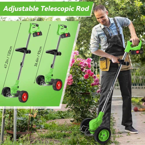 ماكينة إزالة الأعشاب الكهربائية اللاسلكية LawnMaster وقص العشب، تعمل بالبطارية