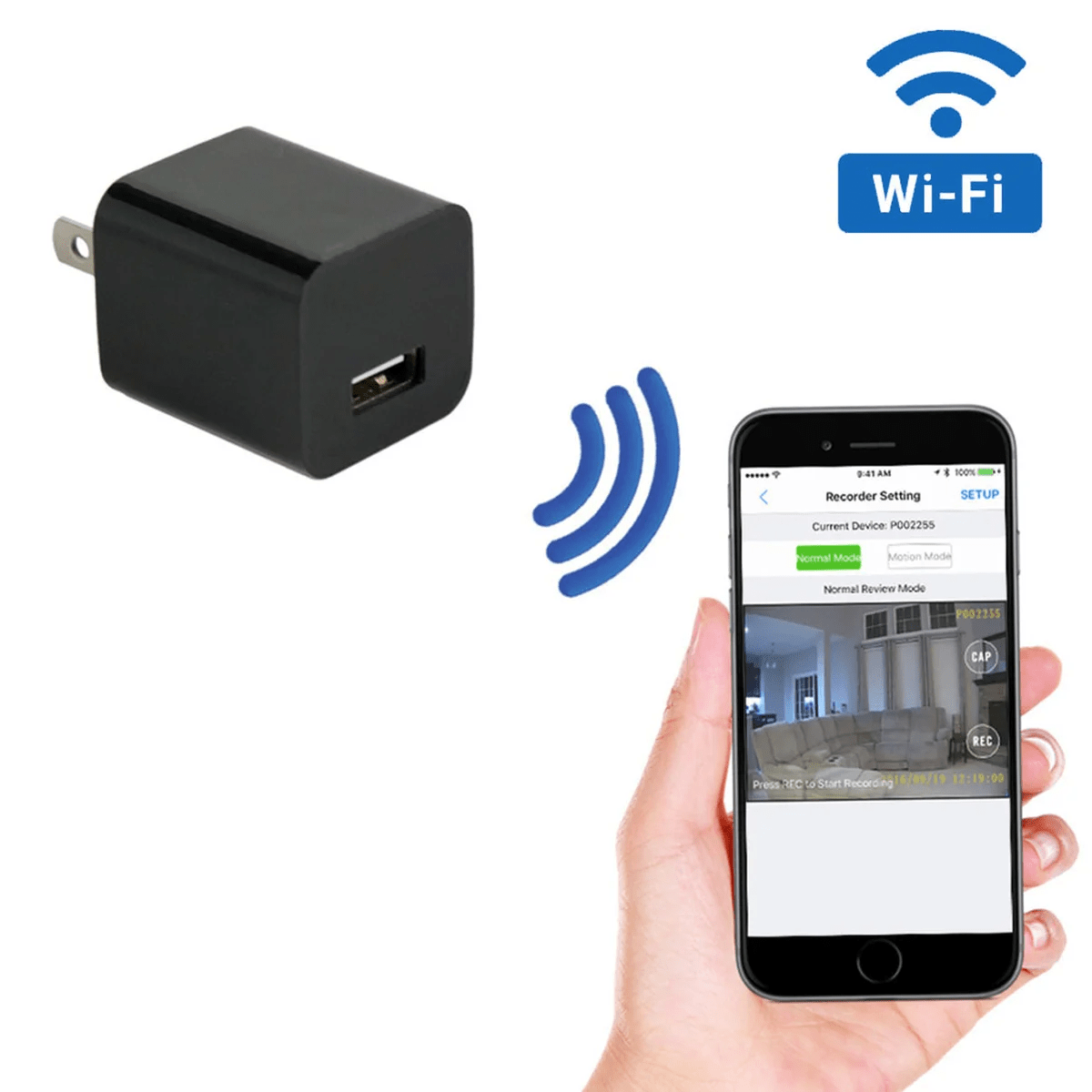 1080P HD WiFi-streaming + bewegingsgeactiveerde opname USB-wandlader verborgen camera
