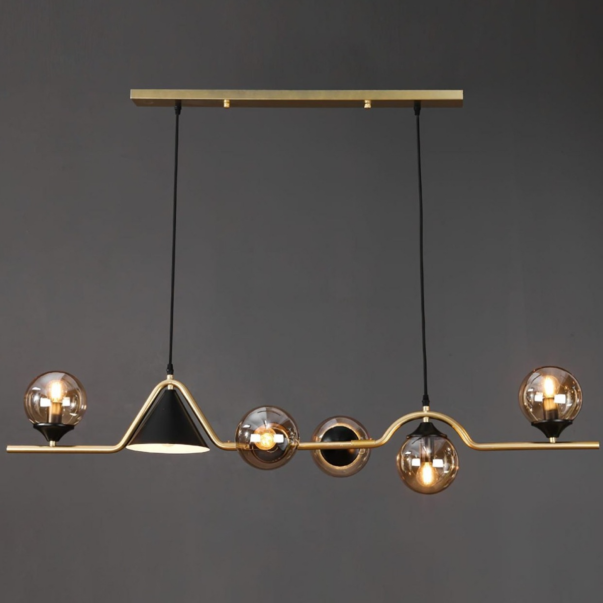 Arisha Modern LED Pendant Light Black/Gold Glass Living Room/Bedroom - Neutralighting