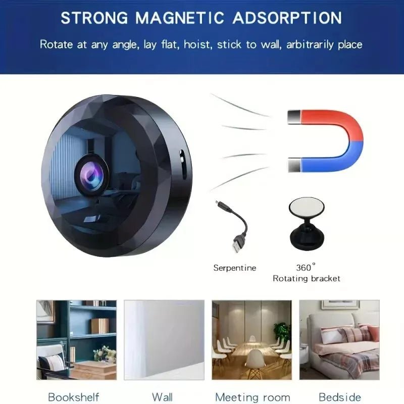 ApexGuard Magnetische Mini-WLAN-Kamera 1080P HD mit Nachtsicht und Bewegungserkennung