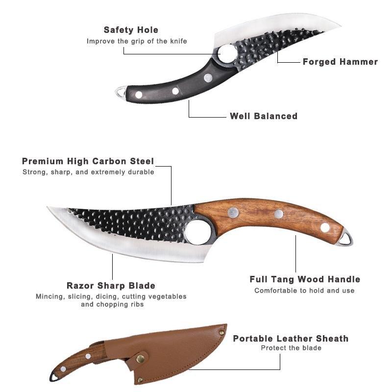 Coltello da cuoco Nova Forge e coltello da disosso forgiato a mano, mannaia da carne da 6 pollici