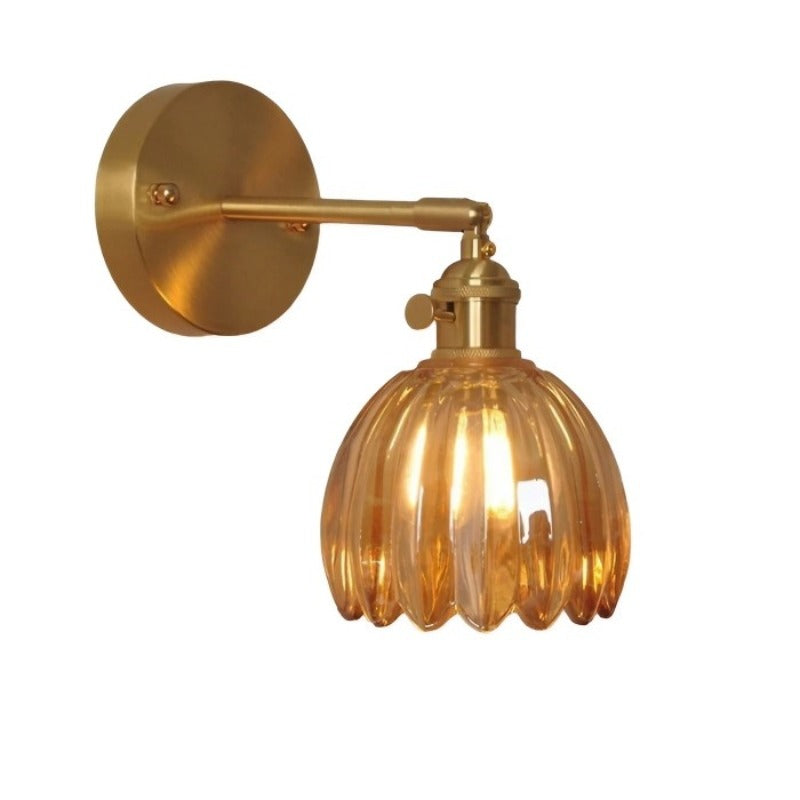 Retro – Nástěnná lampa Skleněný Tulipán s tlačítkem