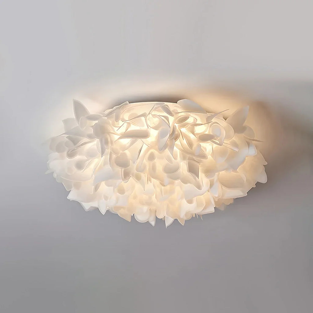 White Flower-Shaped Flush Mount Ceiling Light - Orntli