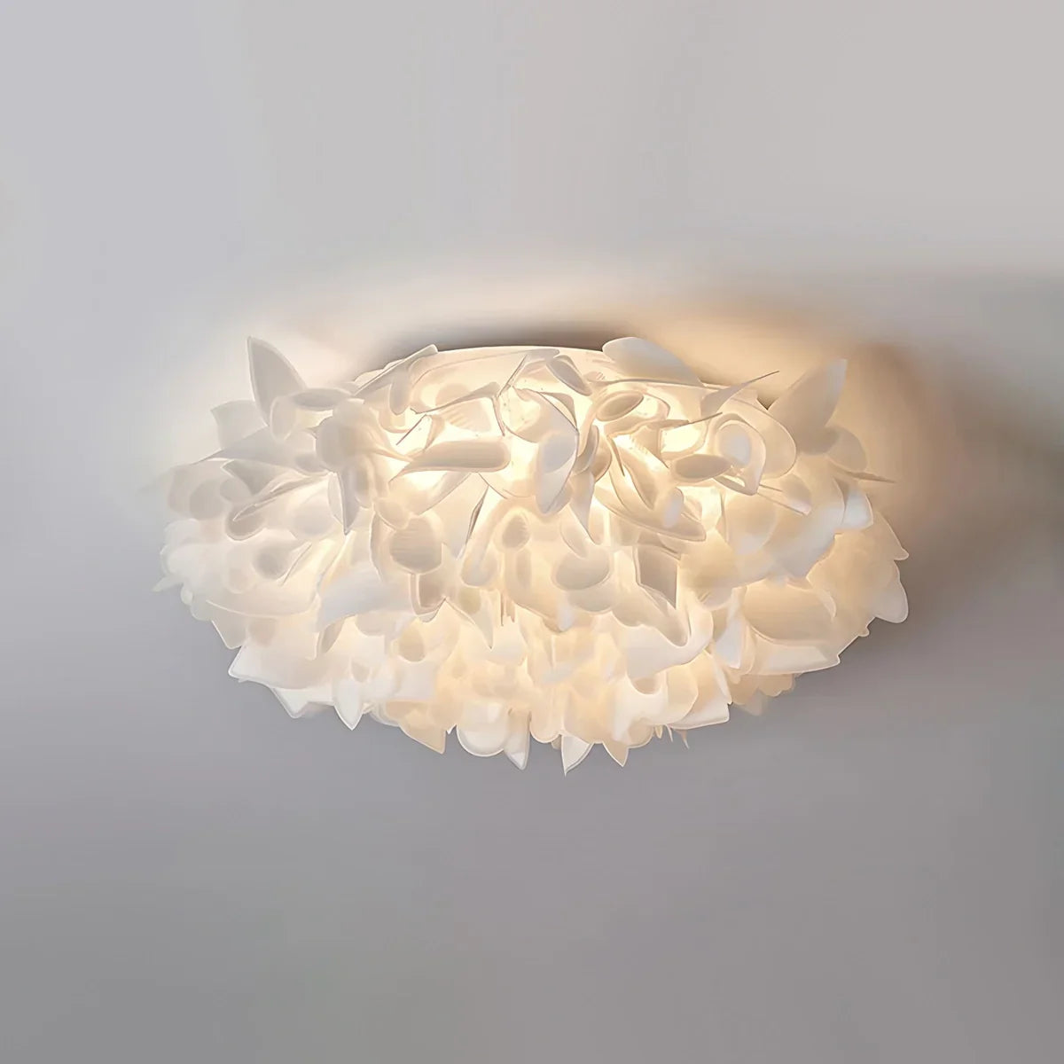 Hvid Blomstformet Indbygningsloftlampe - Orntli