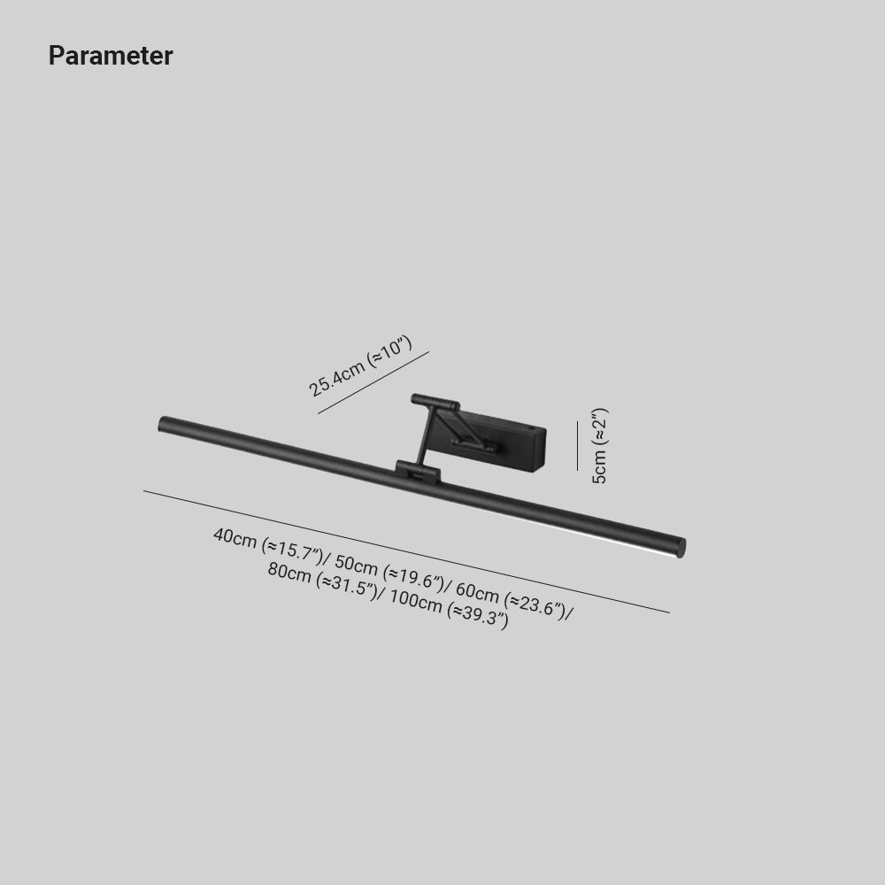 Candeeiro de parede LED para casa de banho — candeeiro metálico, IP44, 40–100 cm
