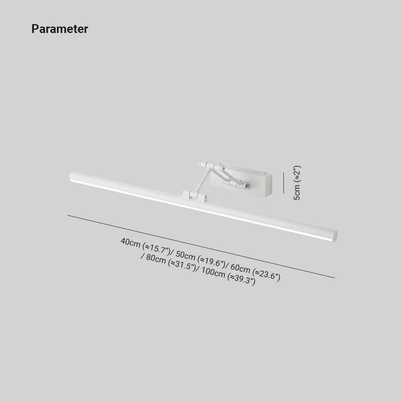 Candeeiro de parede LED para casa de banho — candeeiro metálico, IP44, 40–100 cm