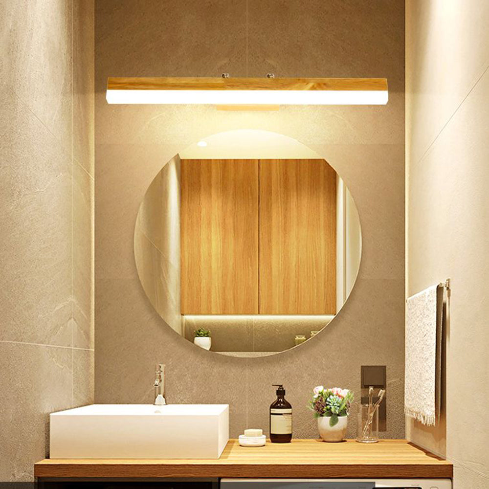 Candeeiro de espelho LED linear em metal e acrílico — acabamento em latão quente