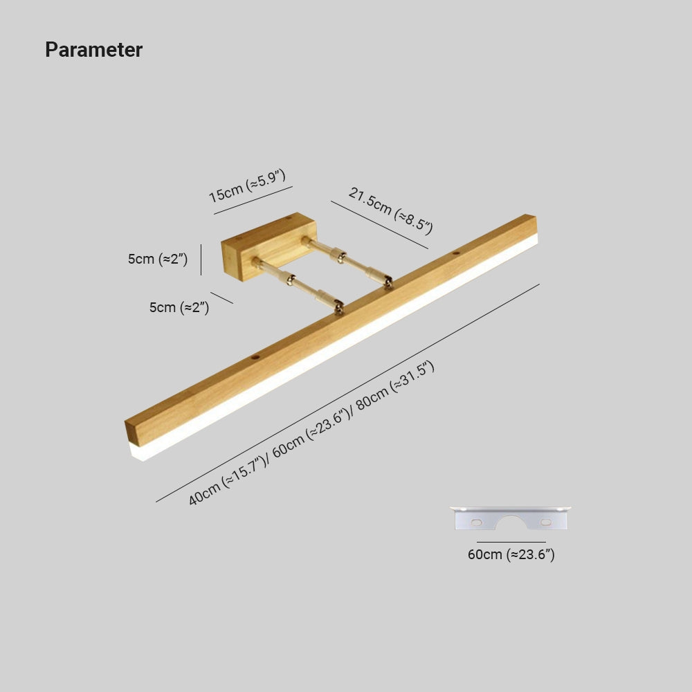 Candeeiro de espelho LED linear em metal e acrílico — acabamento em latão quente