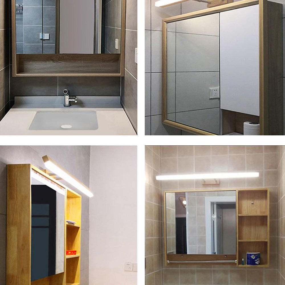 Candeeiro de espelho LED linear em metal e acrílico — acabamento em latão quente