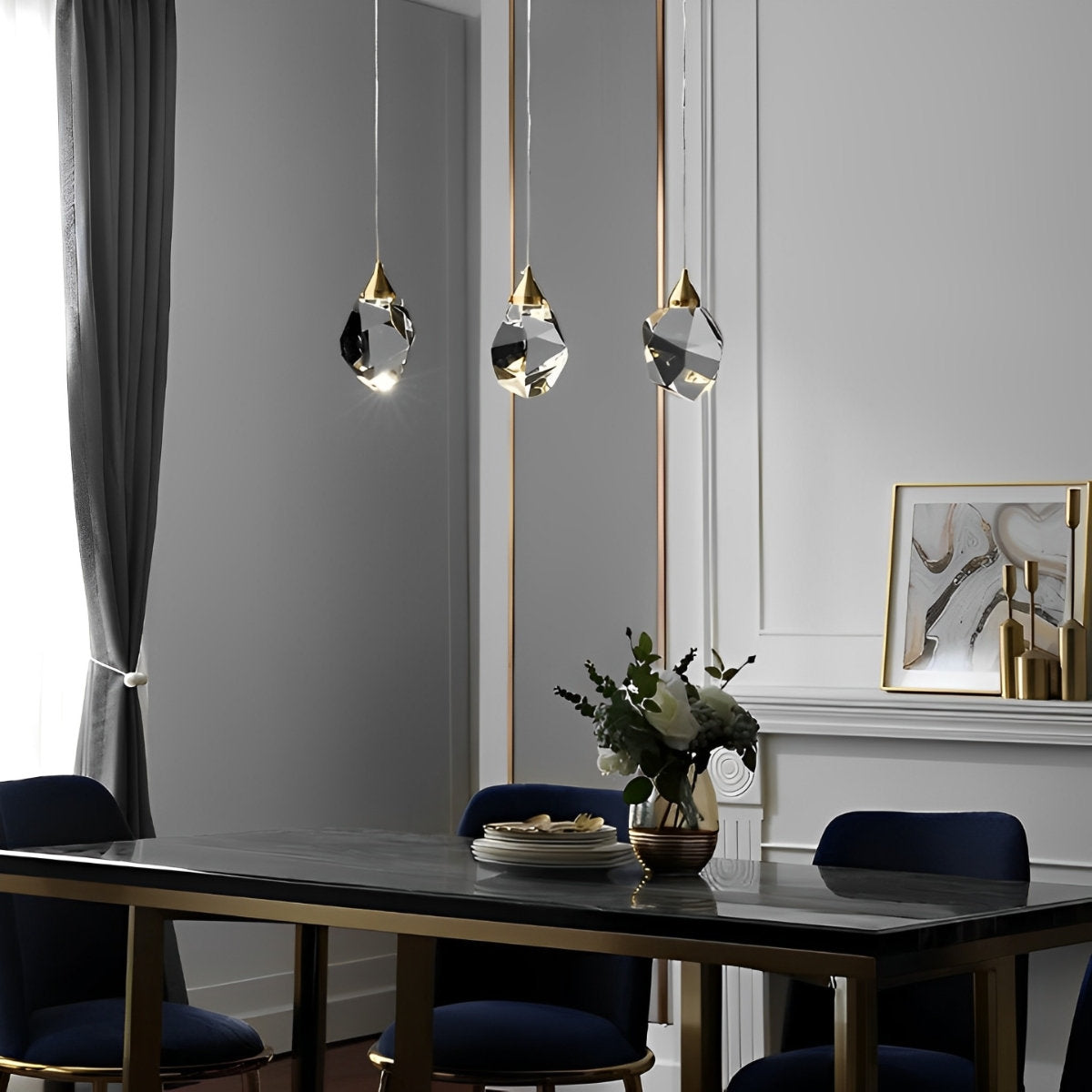 Candelier Gantung Tangga Duplex Moden Logam Titisan Kristal Spiral