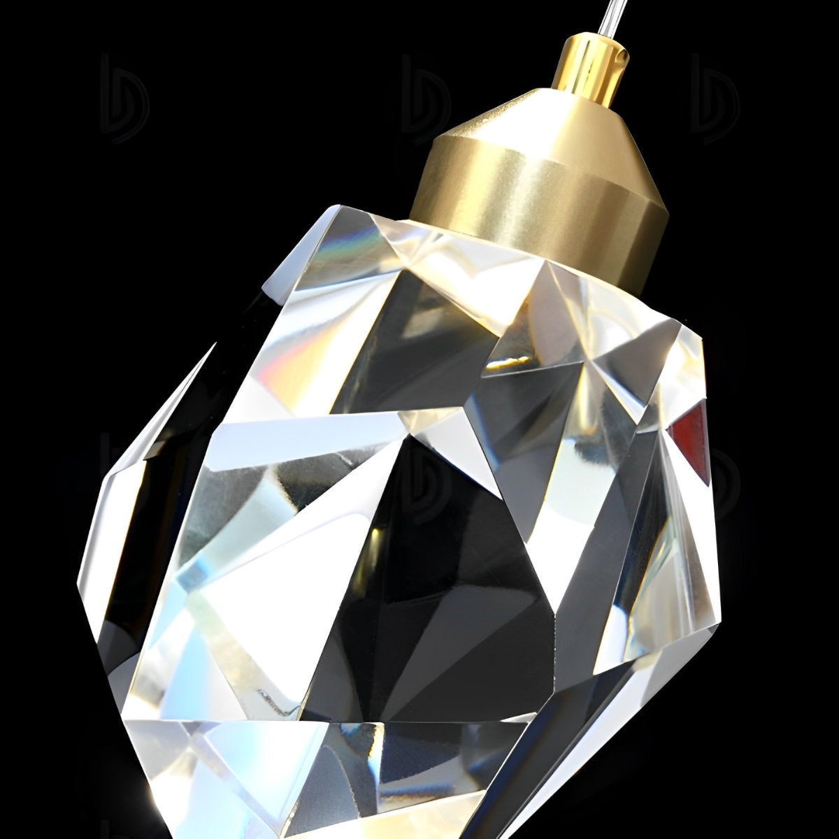 Candelier Gantung Tangga Duplex Moden Logam Titisan Kristal Spiral