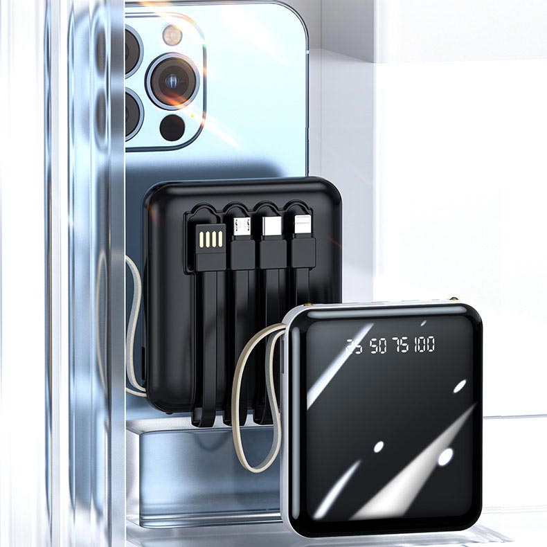 AeroCharge Powerbank Mini 20000mAh Ricarica Veloce con Cavi Integrati