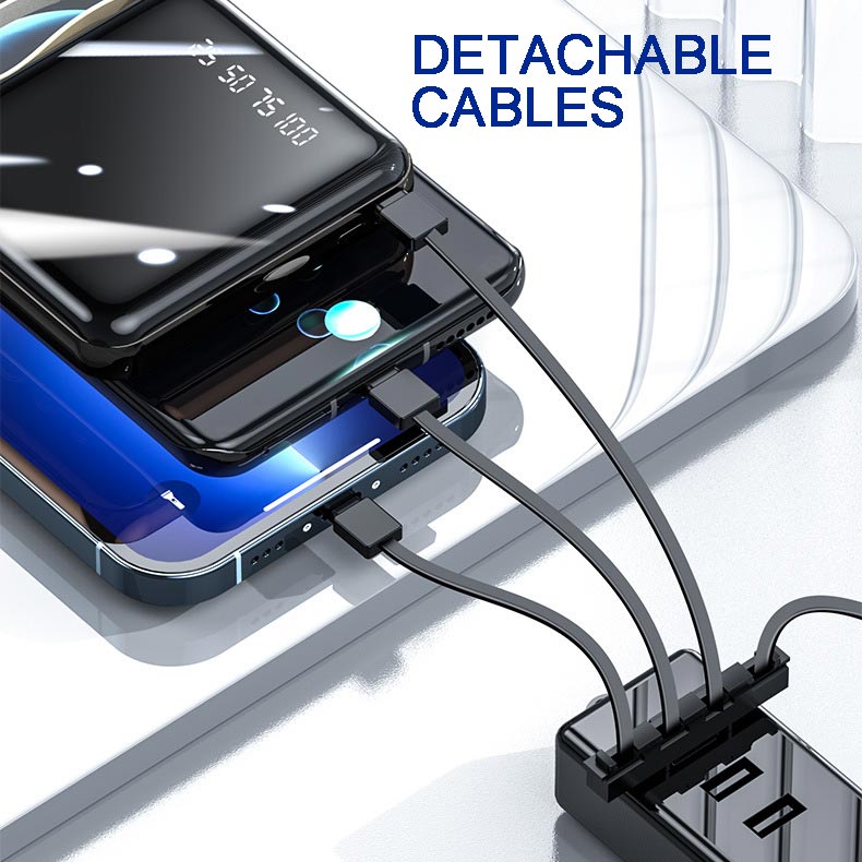 AeroCharge Powerbank Mini 20000mAh Ricarica Veloce con Cavi Integrati