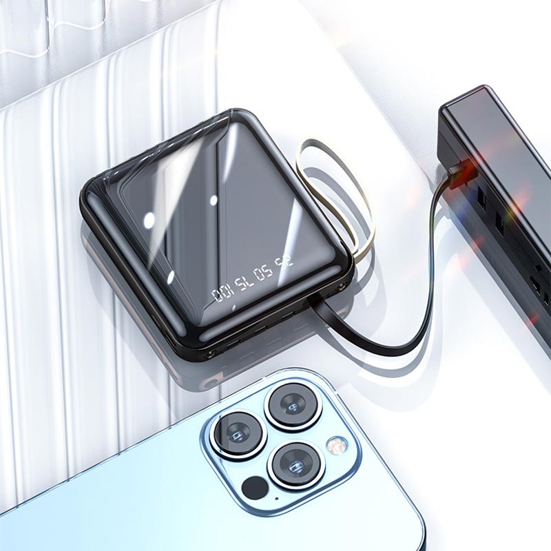 AeroCharge Powerbank Mini 20000mAh Ricarica Veloce con Cavi Integrati
