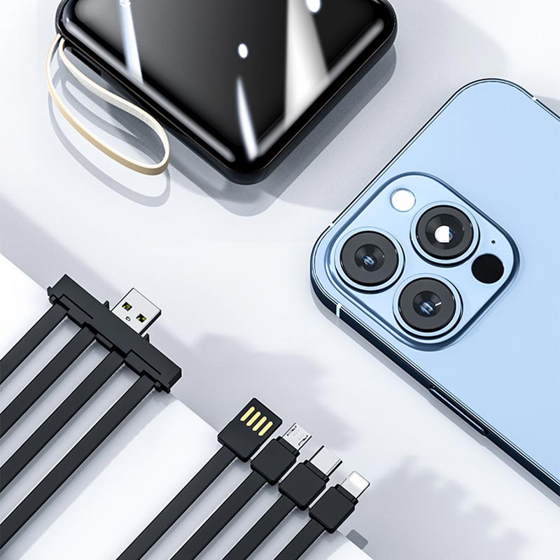 AeroCharge Powerbank Mini 20000mAh Ricarica Veloce con Cavi Integrati