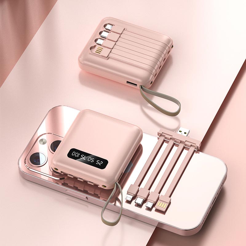 AeroCharge Powerbank Mini 20000mAh Ricarica Veloce con Cavi Integrati