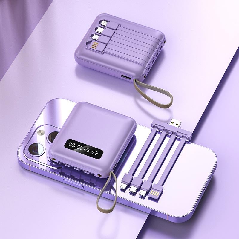 AeroCharge Powerbank Mini 20000mAh Ricarica Veloce con Cavi Integrati
