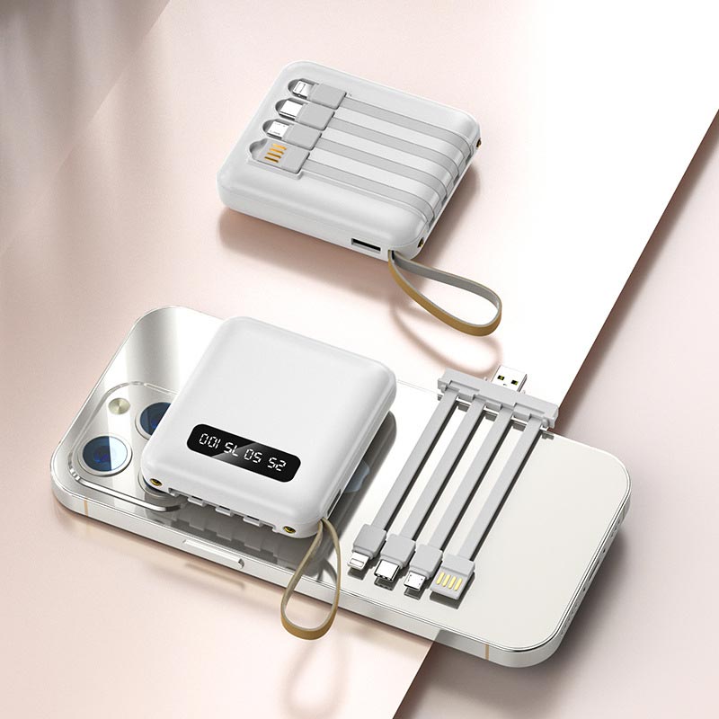 AeroCharge Powerbank Mini 20000mAh Ricarica Veloce con Cavi Integrati