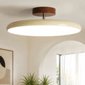 Candeeiro de teto redondo em metal e acrílico — LED quente regulável, bege/verde/vermelho