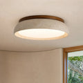 Luz de teto redonda em travertino — Detalhe em nogueira, LED quente, Wabi-Sabi