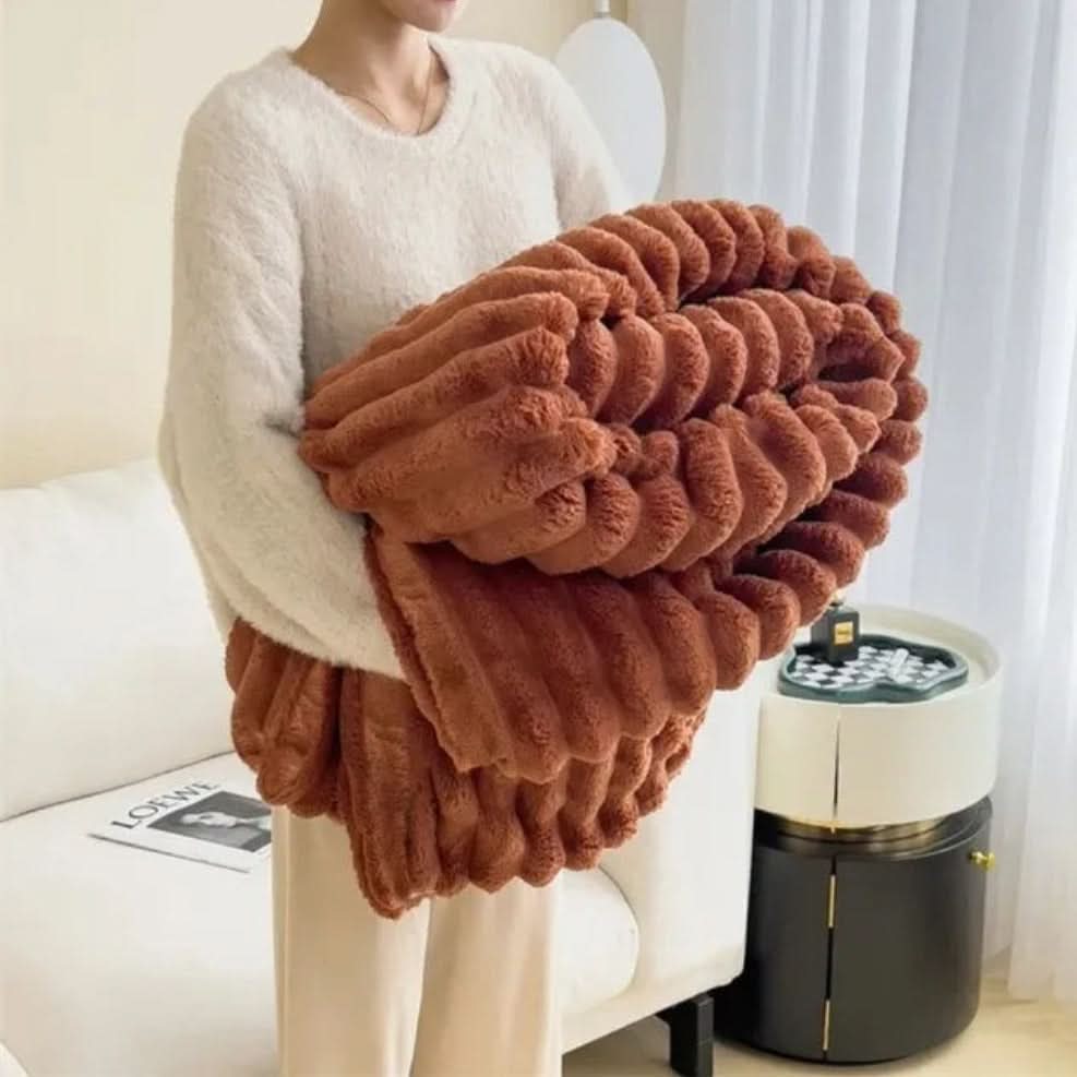 NimbusNest Cosy Blanket Ultra Soft Ribbed Texture For Relaxing Home Nights