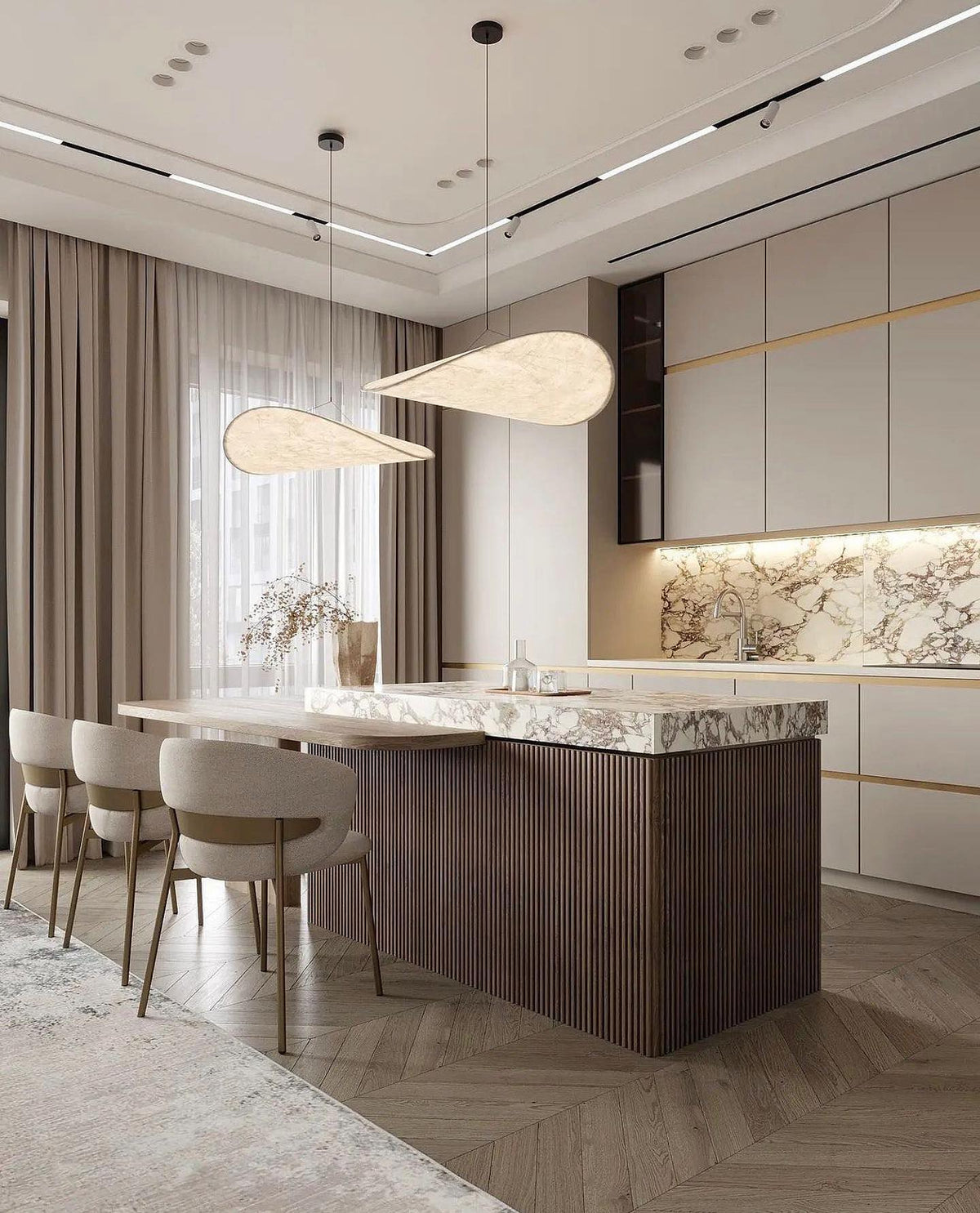 Tense Sculptural Pendant Light — Floating Silhouette & Multi Head Cluster Configuration