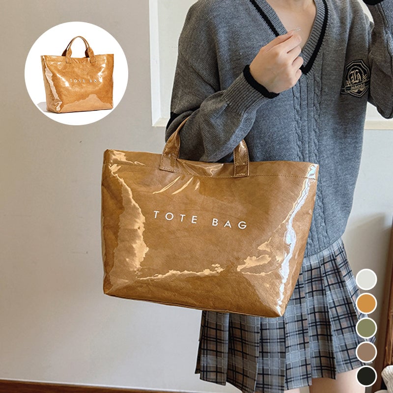 Borsa Tote in Carta Kraft con Stampa Lettere da Donna | Orntli