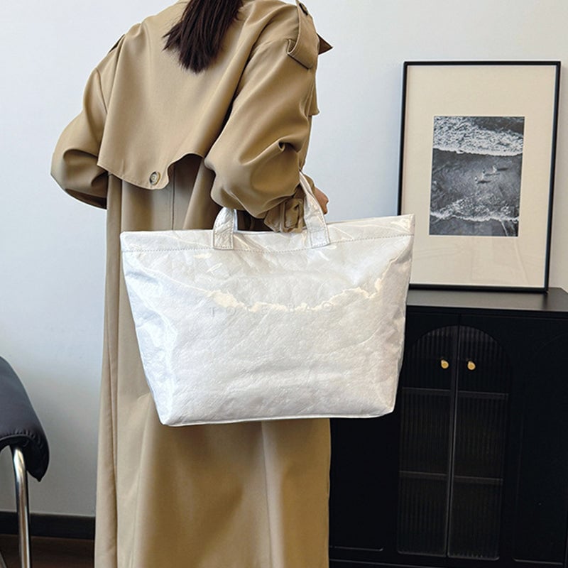 Borsa Tote in Carta Kraft con Stampa Lettere da Donna | Orntli
