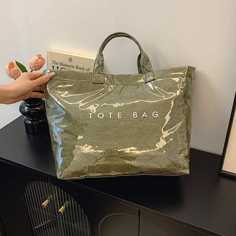 Borsa Tote in Carta Kraft con Stampa Lettere da Donna | Orntli