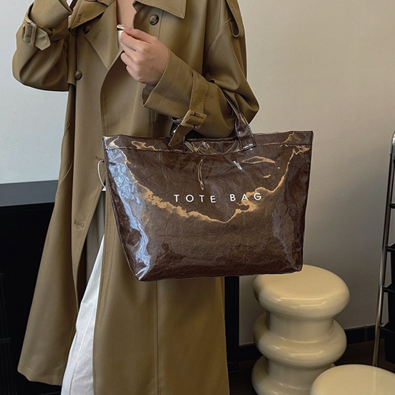 Borsa Tote in Carta Kraft con Stampa Lettere da Donna | Orntli