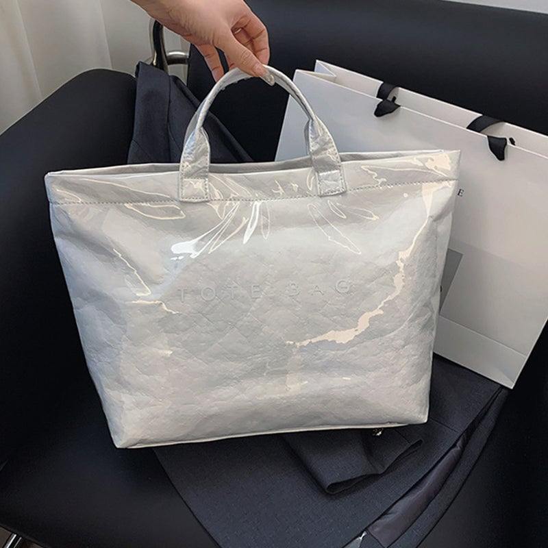 Borsa Tote in Carta Kraft con Stampa Lettere da Donna | Orntli