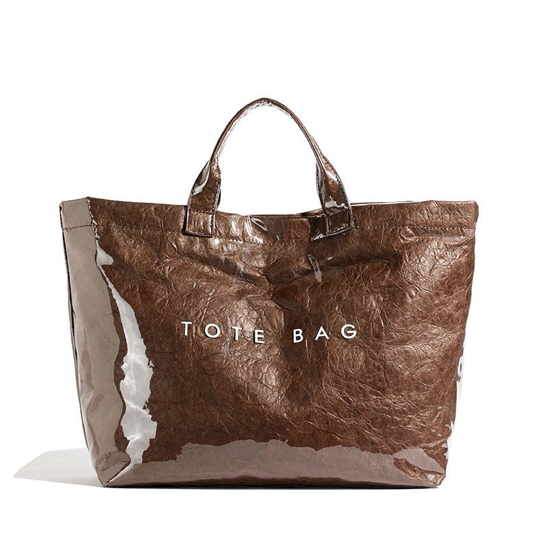 Borsa Tote in Carta Kraft con Stampa Lettere da Donna | Orntli
