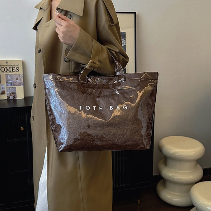 Borsa Tote in Carta Kraft con Stampa Lettere da Donna | Orntli