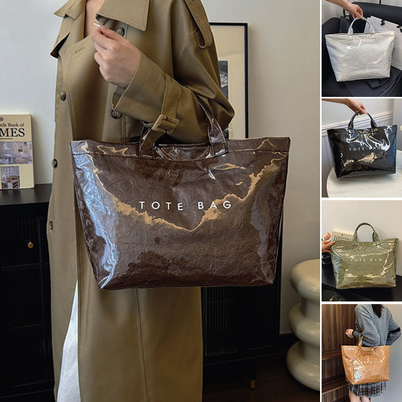 Borsa Tote in Carta Kraft con Stampa Lettere da Donna | Orntli