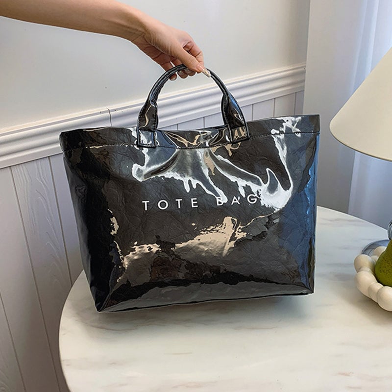 Borsa Tote in Carta Kraft con Stampa Lettere da Donna | Orntli