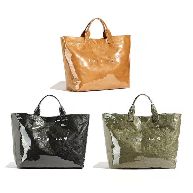 Borsa Tote in Carta Kraft con Stampa Lettere da Donna | Orntli