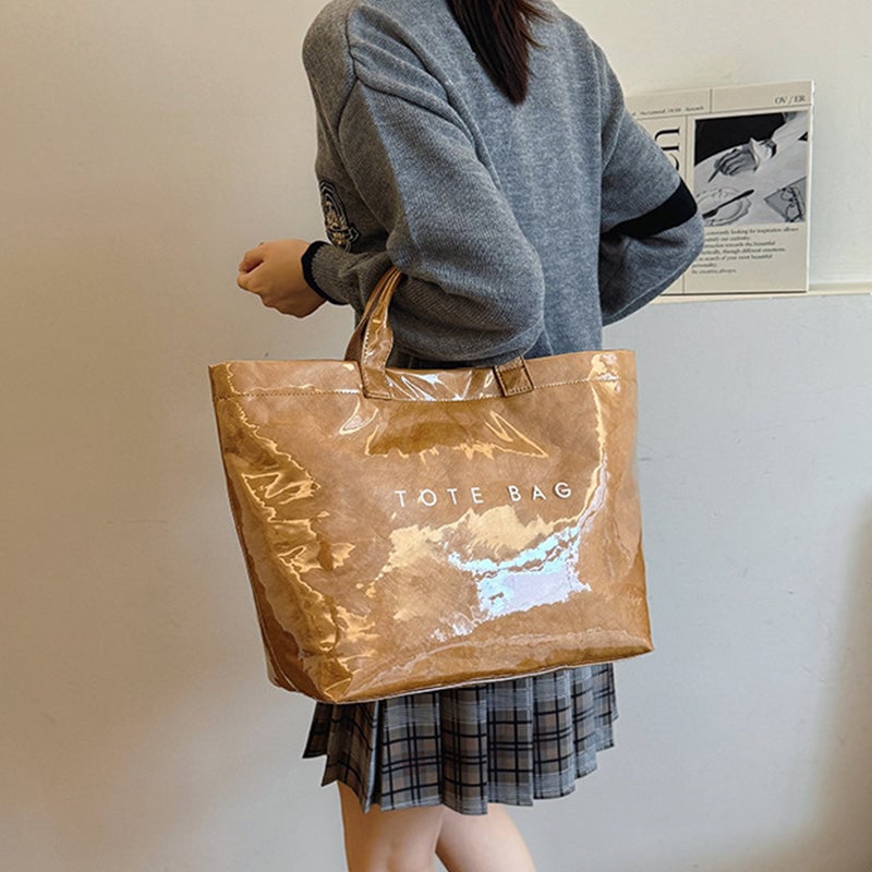 Borsa Tote in Carta Kraft con Stampa Lettere da Donna | Orntli