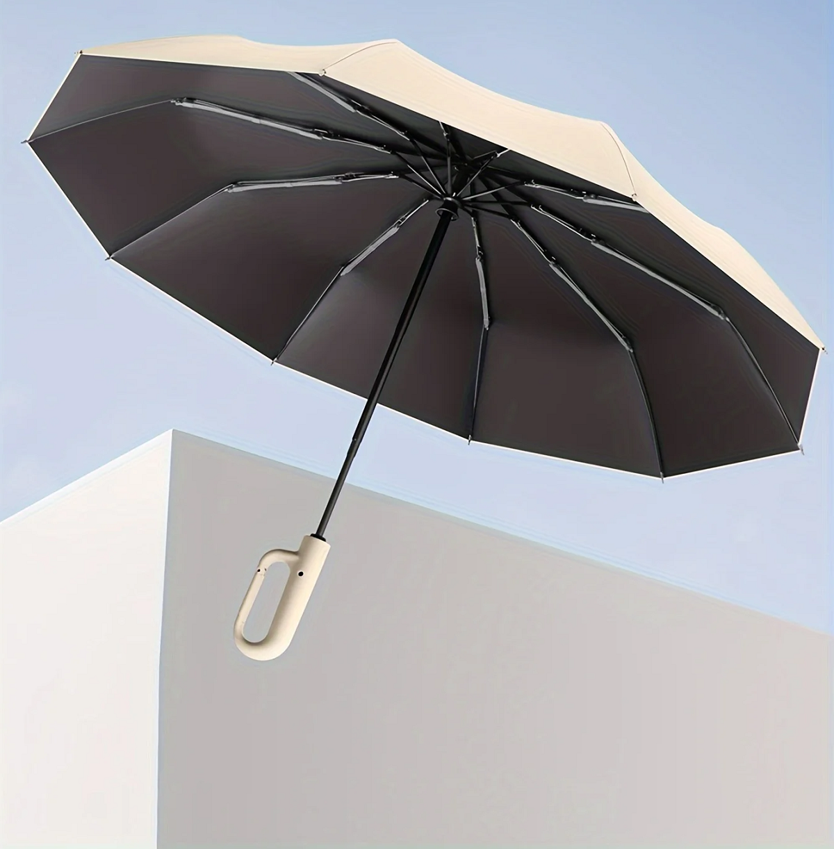 Guarda-chuva automático dobrável resistente ao vento AeroGuard com pega grande e compacto