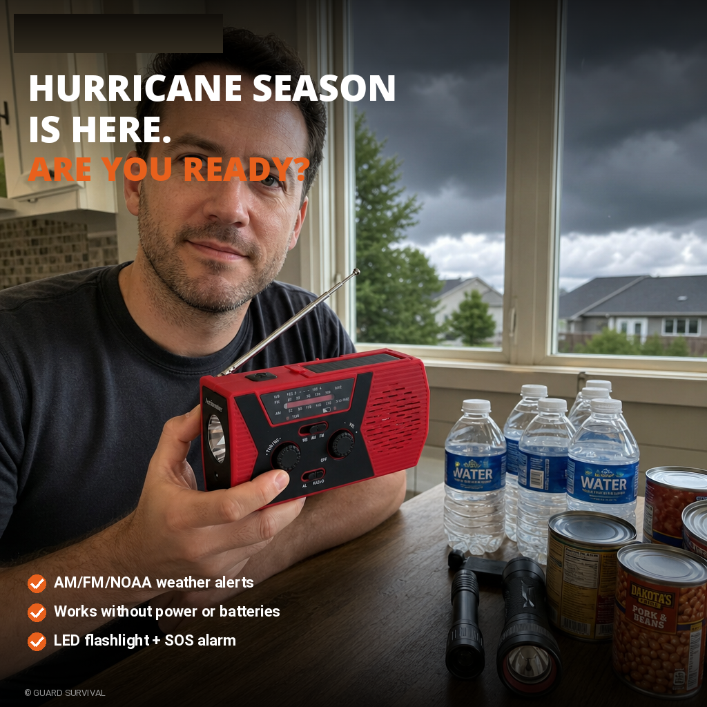 Solar Hand Crank Emergency Radio – 10,000mAh Power Bank, AM/FM, Flashlight, SOS