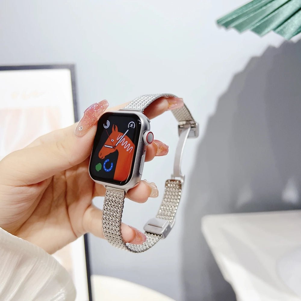 Bracelet ultra-fin en acier inoxydable pour Apple Watch femme