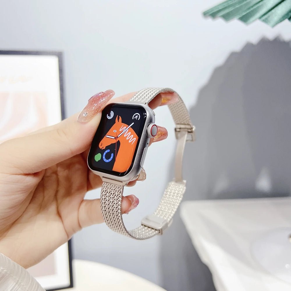 Bracelet ultra-fin en acier inoxydable pour Apple Watch femme