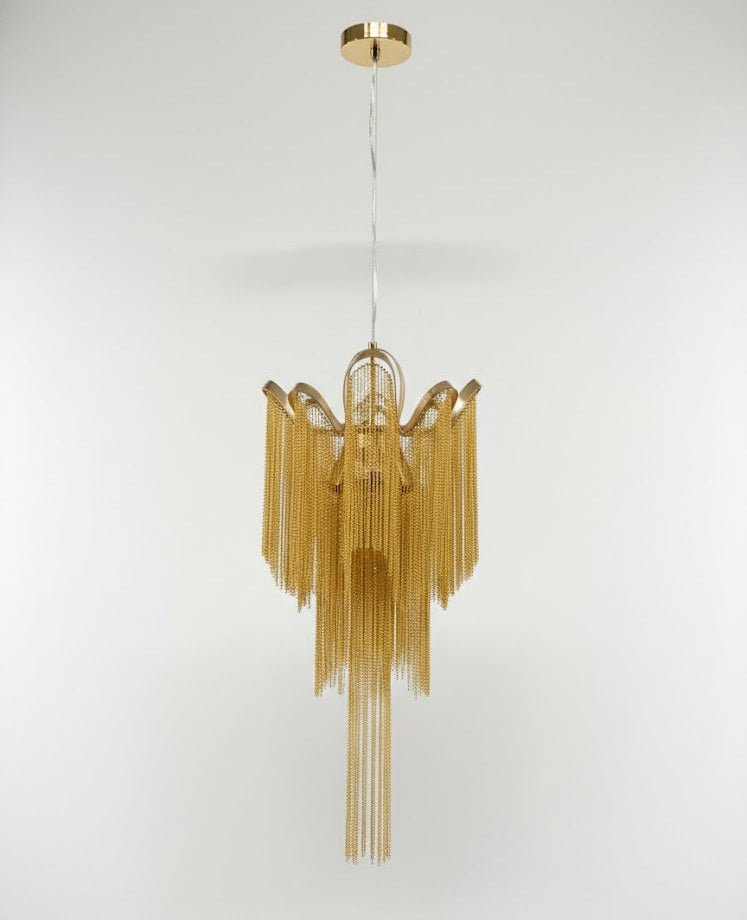 Stream Chain Chandelier — Cascading Link Design, Gold & Silver Finishes