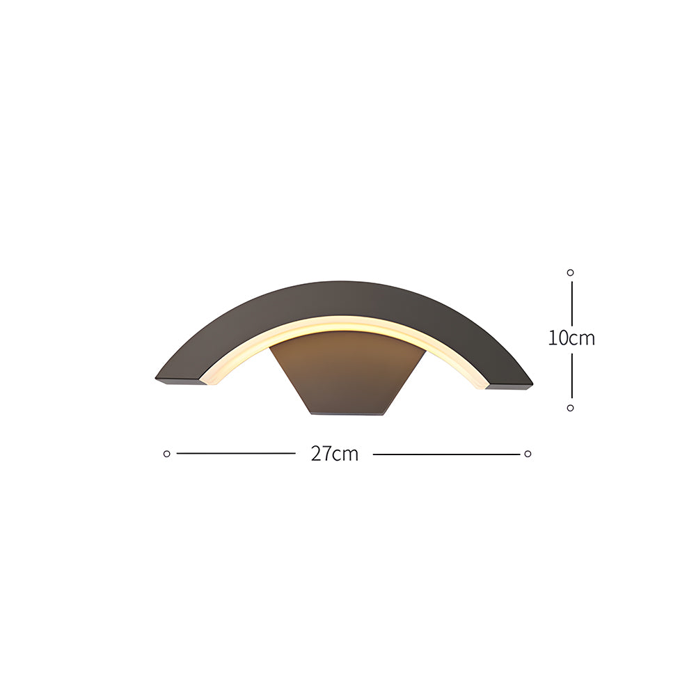 Candeeiro de parede LED preto em arco — alumínio impermeável IP65, 18W/36W