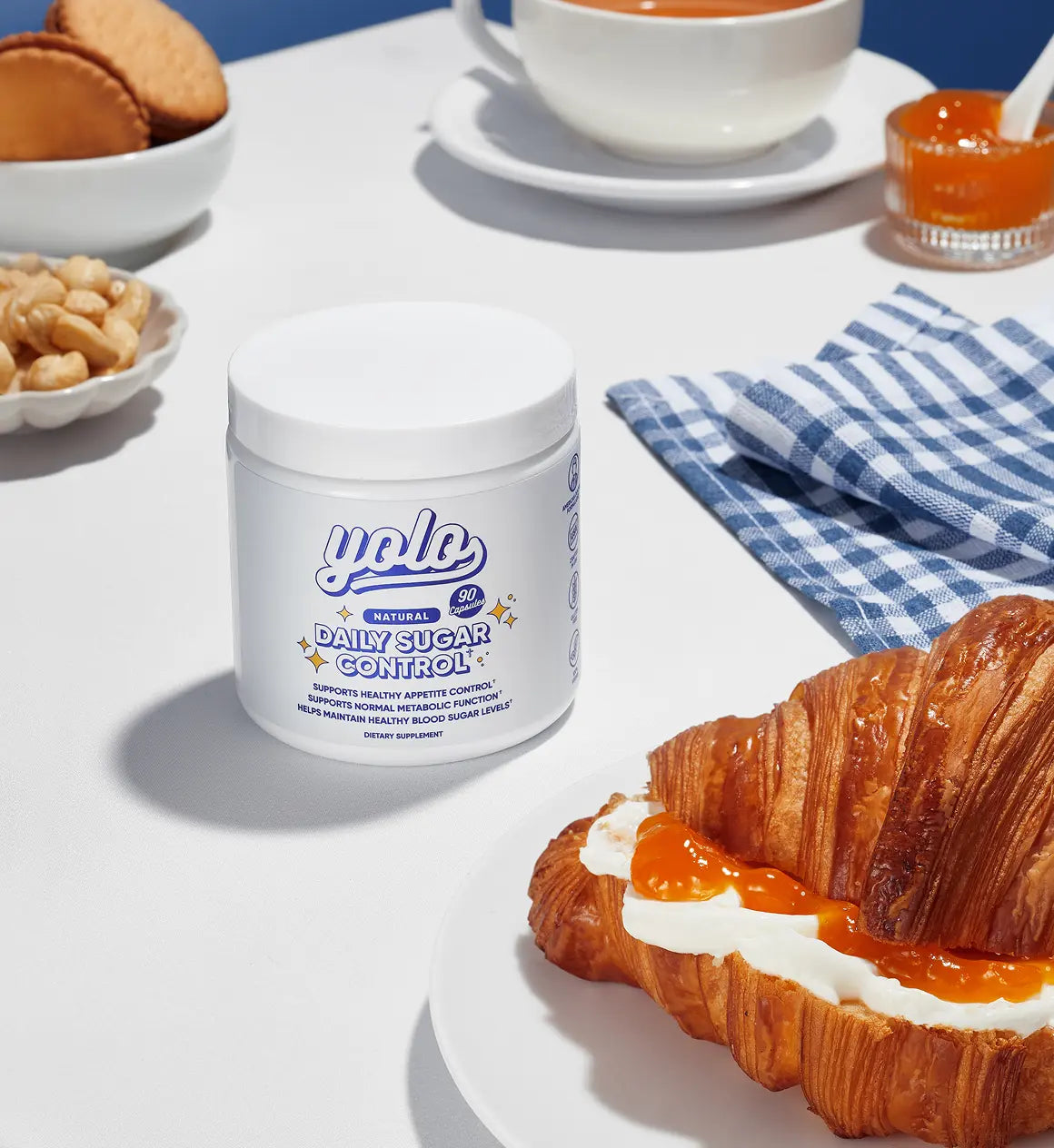 Capsule jar on a sunny breakfast table