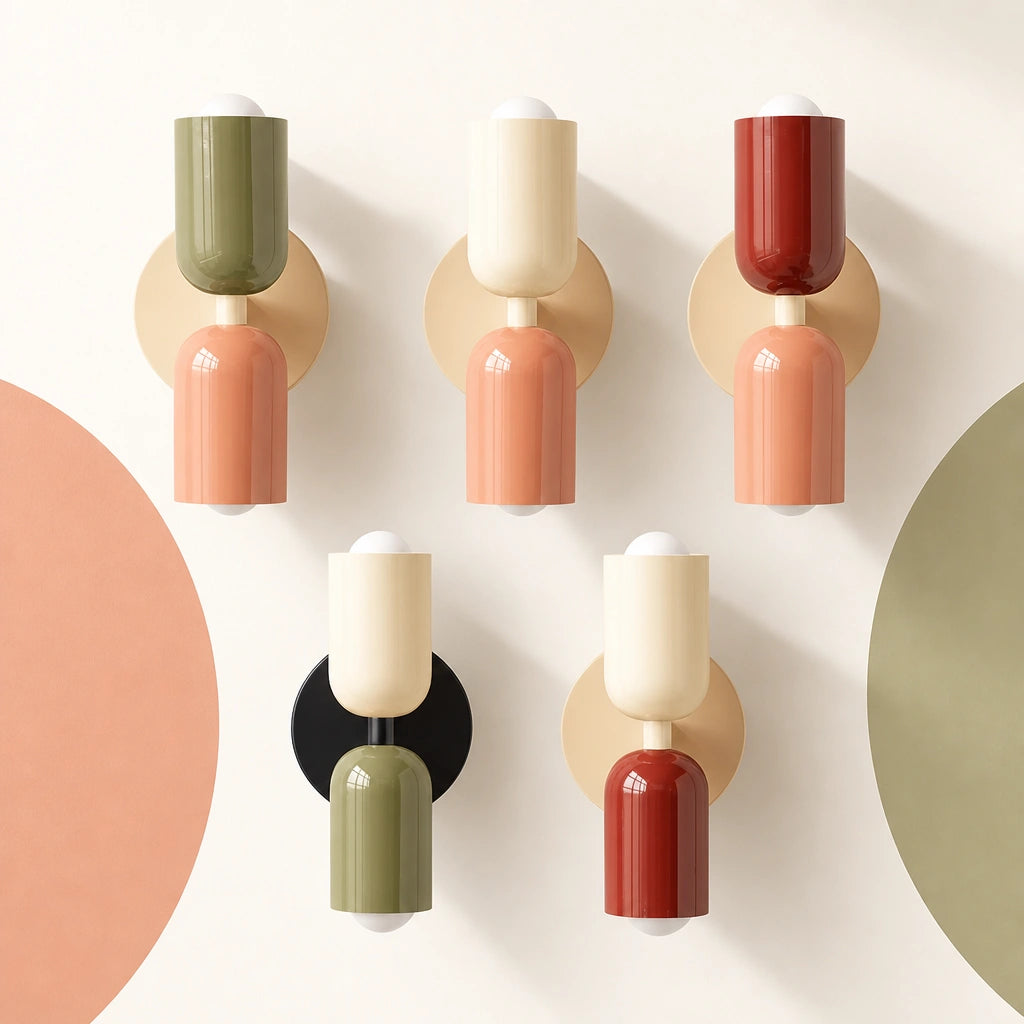 מנורת קיר Macaron – תאורה כלפי מעלה ומטה, E27, עד 8W, מתכת בצבעי פסטל