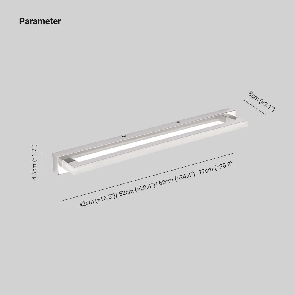 Candeeiro de parede LED retangular em metal e PC — luz uniforme e sem encandeamento