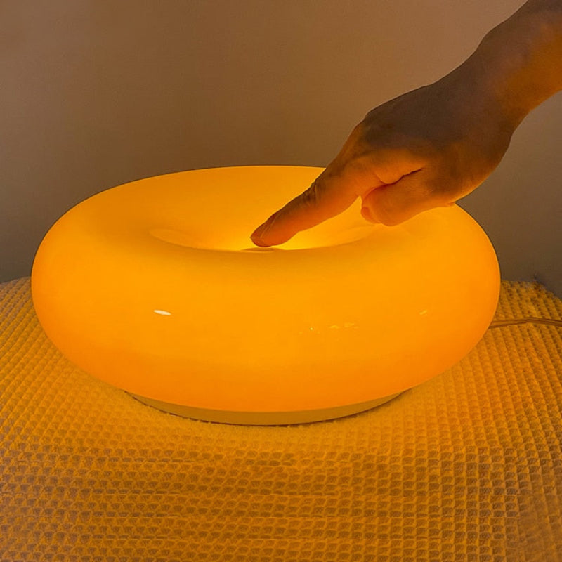 Rund væglampe i glas - berøringsdæmper, varmt LED-lys, orange eller hvid