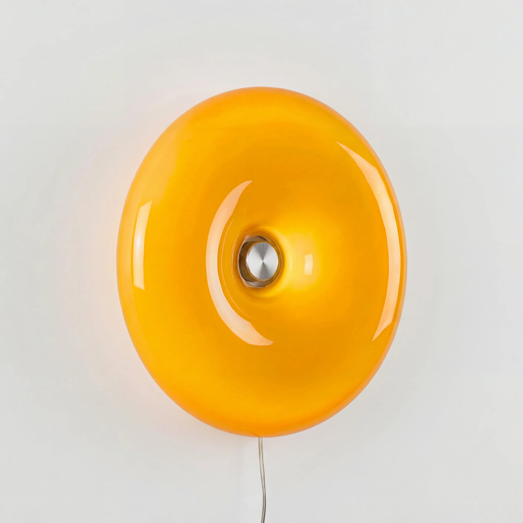 Rund væglampe i glas - berøringsdæmper, varmt LED-lys, orange eller hvid