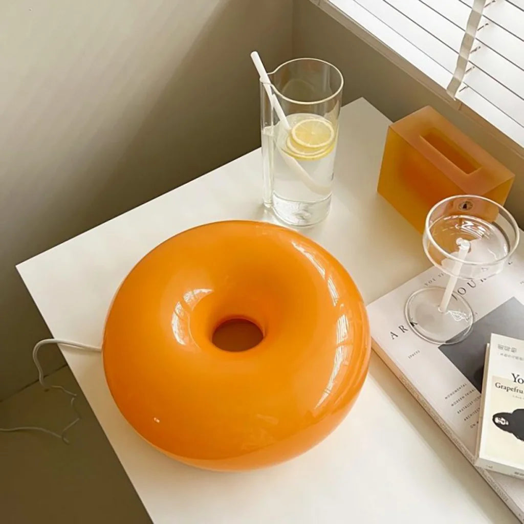 Rund væglampe i glas - berøringsdæmper, varmt LED-lys, orange eller hvid