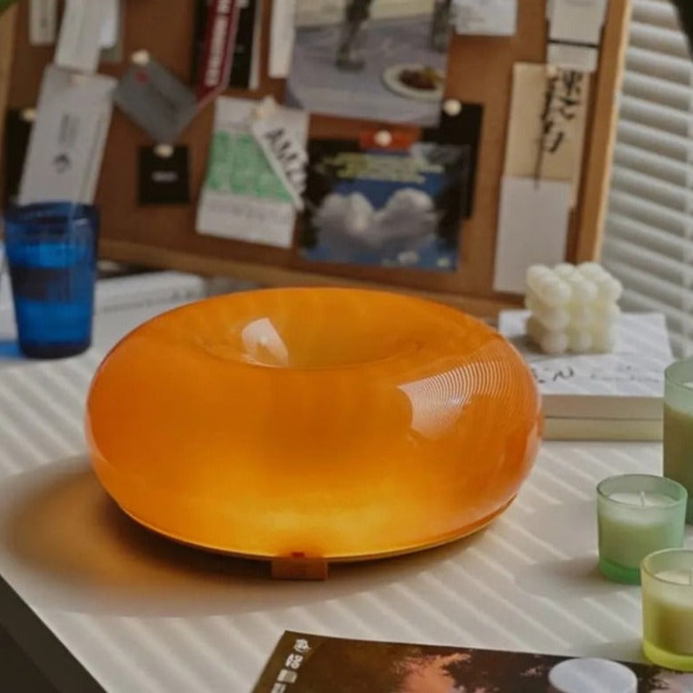 Rund væglampe i glas - berøringsdæmper, varmt LED-lys, orange eller hvid
